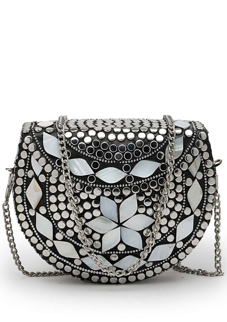 Embellished Half Moon Clutch - Indya