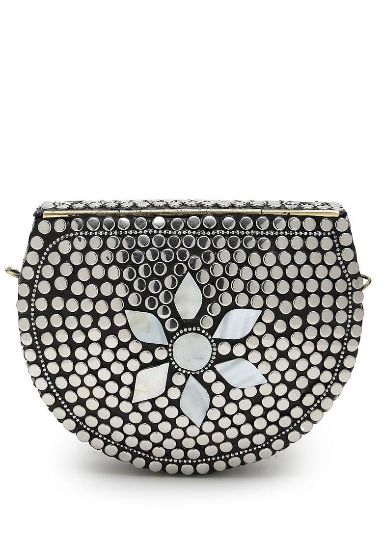 Embellished Half Moon Clutch