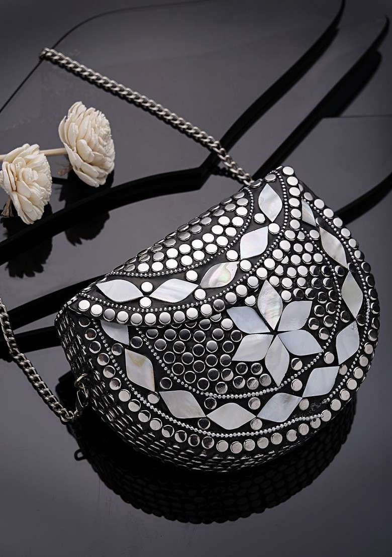 Embellished Half Moon Clutch - Indya
