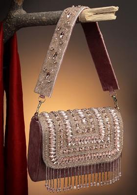 Embellished Tasselled Foldover Clutch