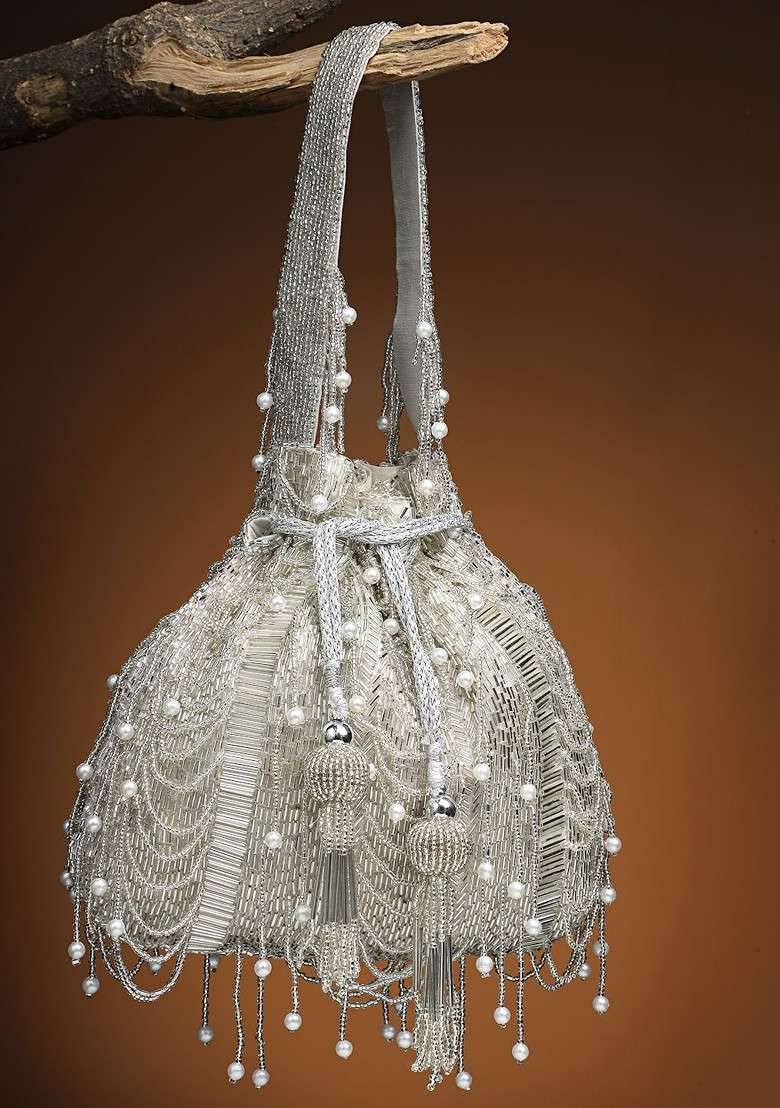 Embellished Tasselled Potli Clutch - Indya