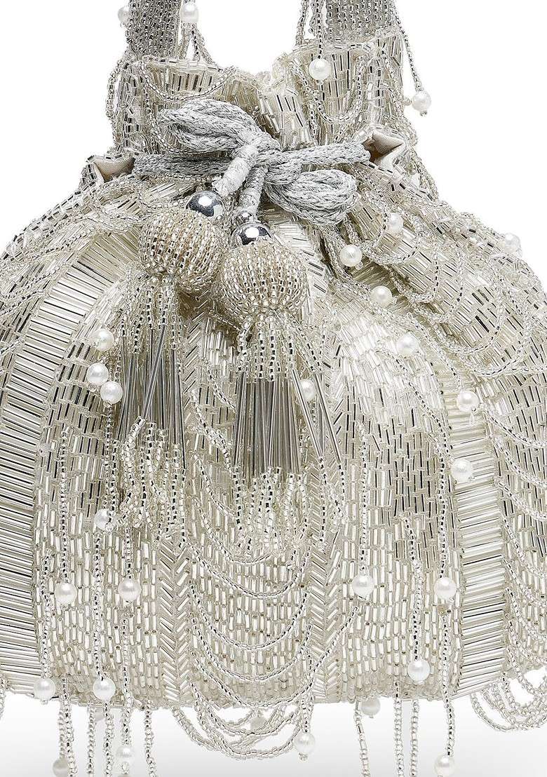 Embellished Tasselled Potli Clutch - Indya