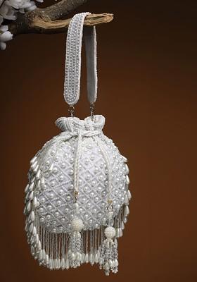 Embellished Tasselled Velvet Potli Clutch