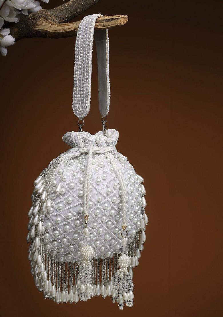 Embellished Tasselled Velvet Potli Clutch