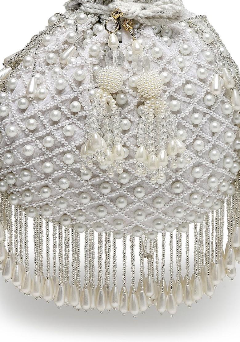 Embellished Tasselled Velvet Potli Clutch