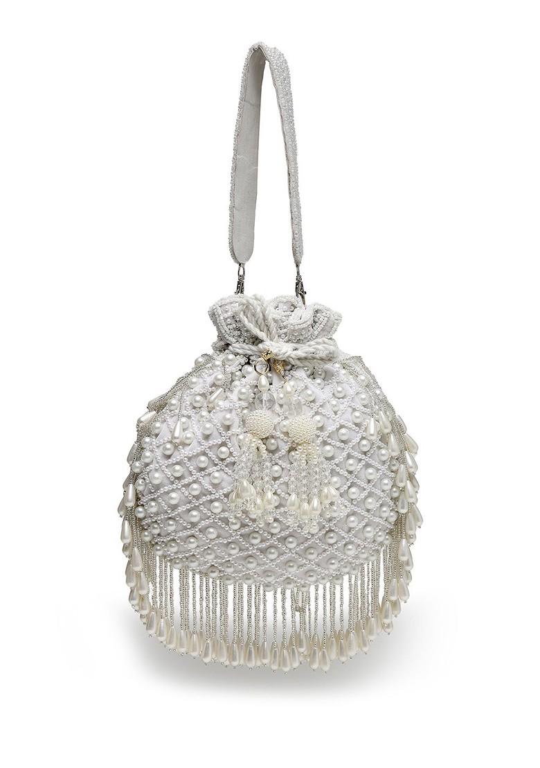 Embellished Tasselled Velvet Potli Clutch