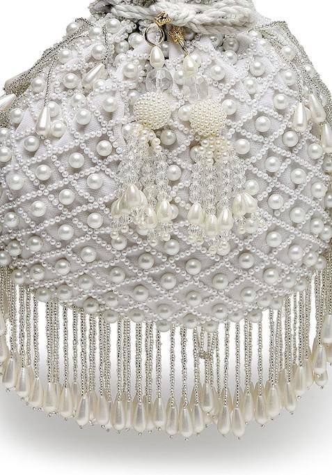 Embellished Tasselled Velvet Potli Clutch