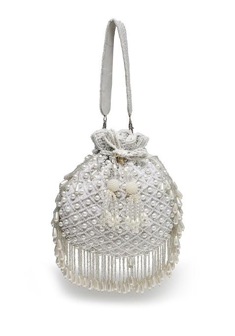 Embellished Tasselled Velvet Potli Clutch