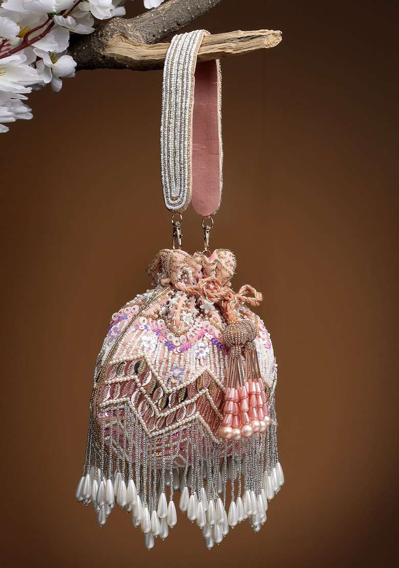Embellished Tasselled Potli Clutch - Indya