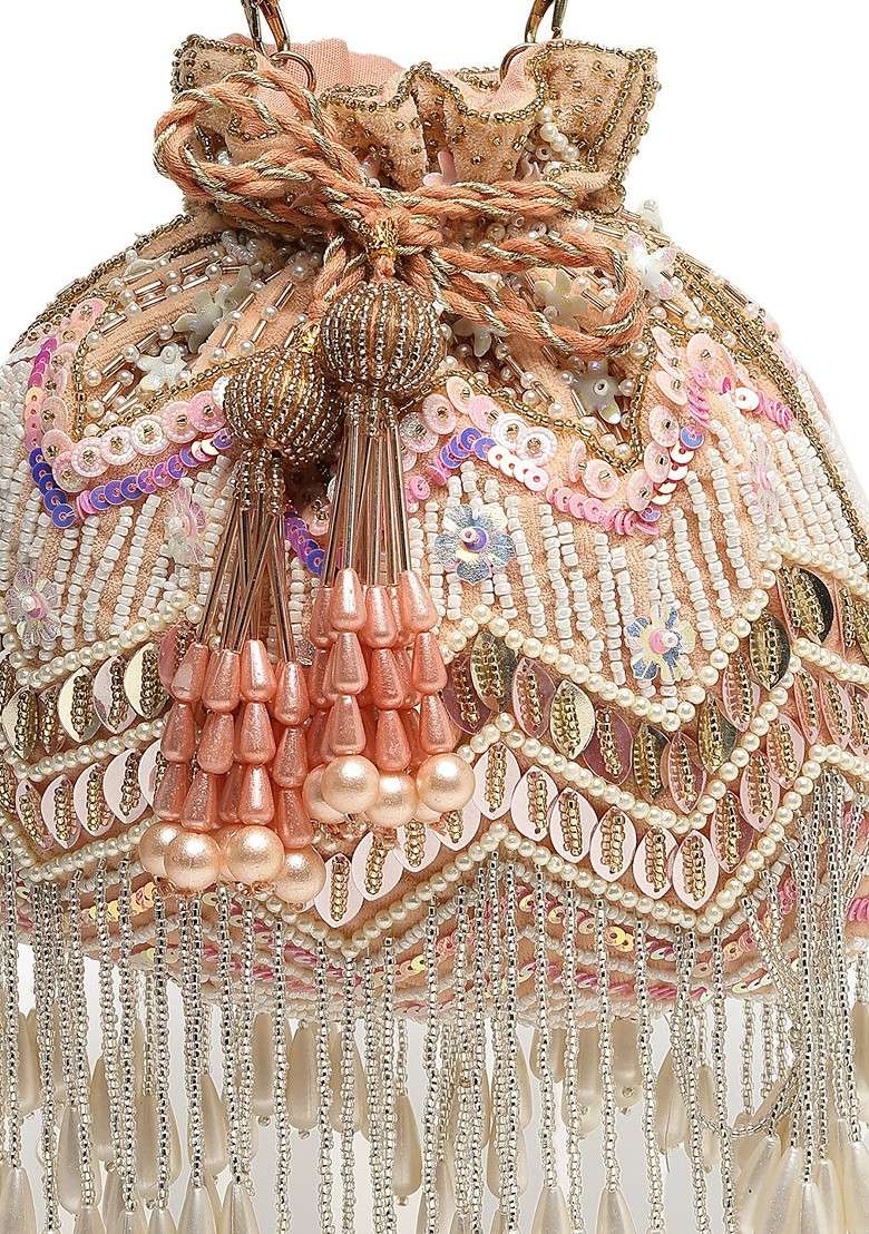 Embellished Tasselled Potli Clutch - Indya
