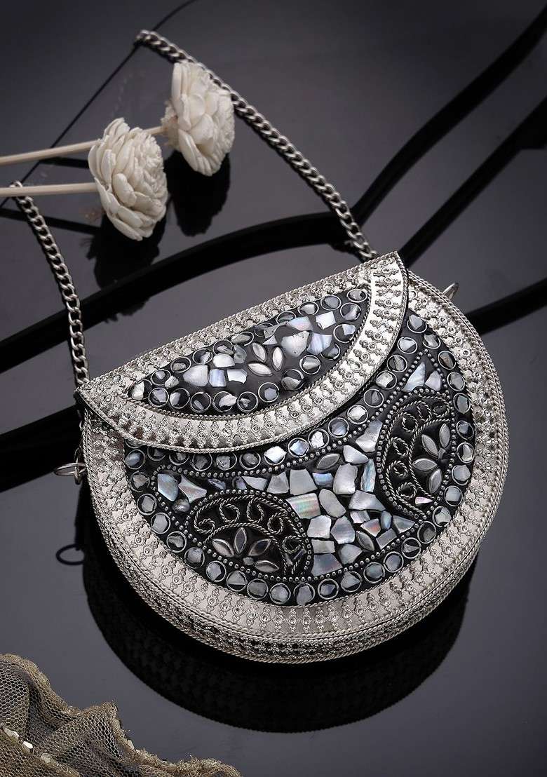 Embellished Half Moon Clutch - Indya