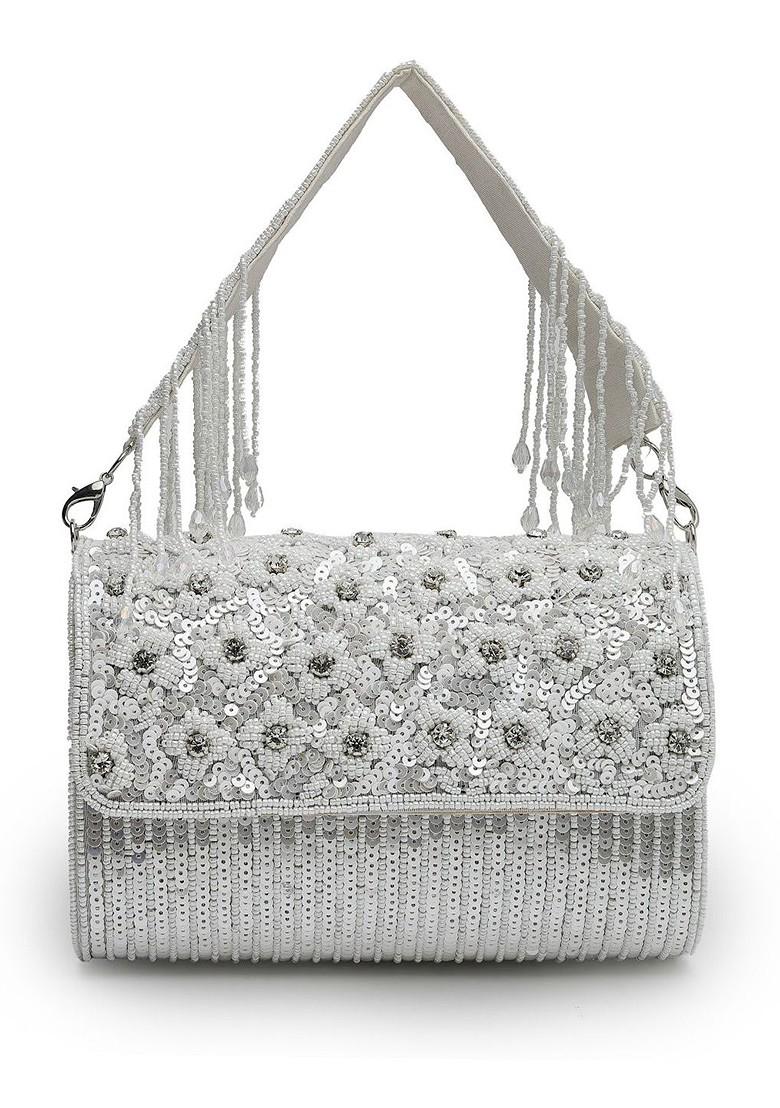 Embellished Tasselled Foldover Clutch