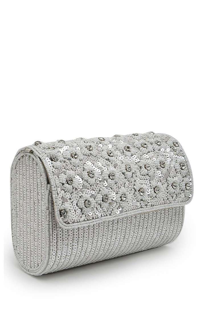 Embellished Tasselled Foldover Clutch - Indya