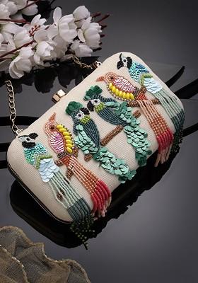 Embellished Tasselled Box Clutch