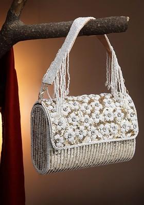 Embellished Tasselled Foldover Clutch