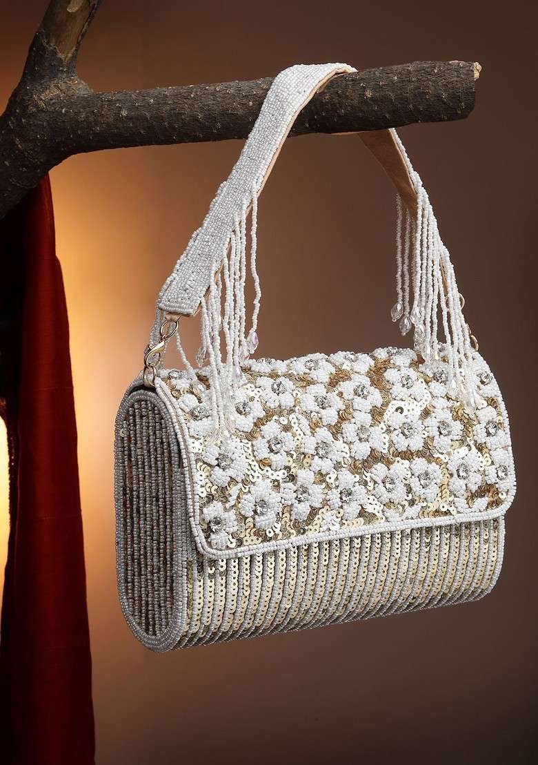 Embellished Tasselled Foldover Clutch - Indya