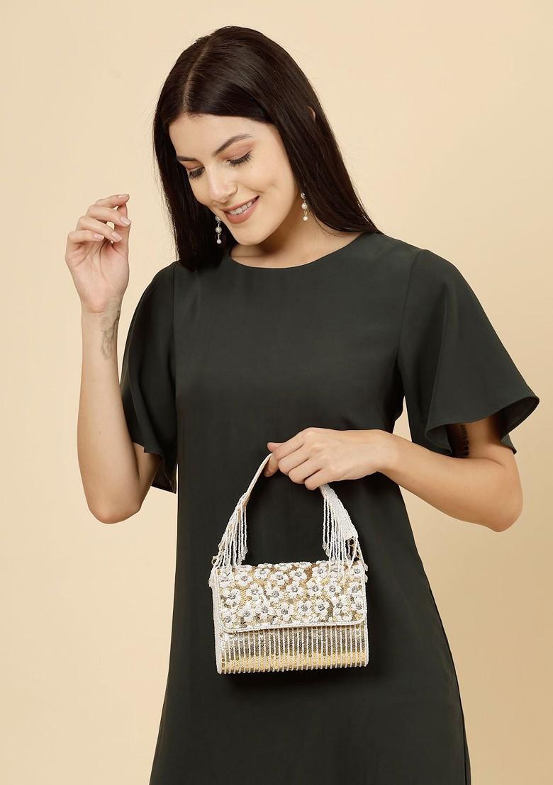 Embellished Tasselled Foldover Clutch