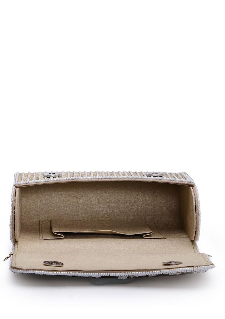 Embellished Tasselled Foldover Clutch