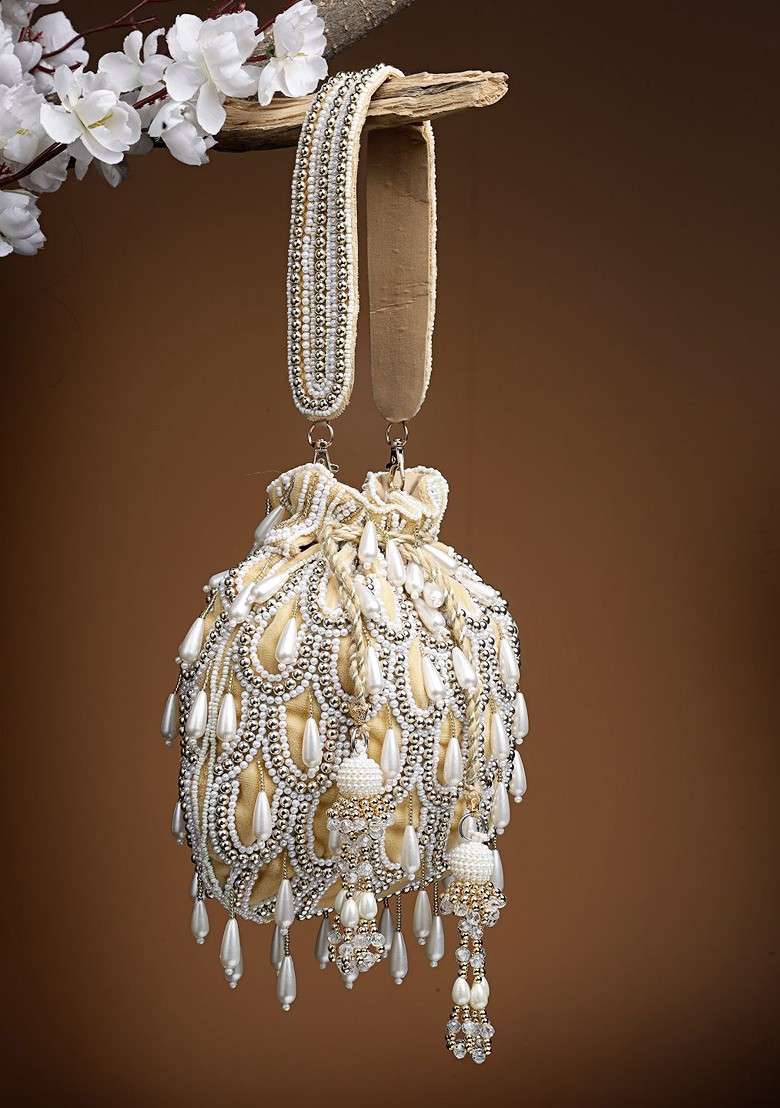 Embellished Tasselled Potli Clutch - Indya