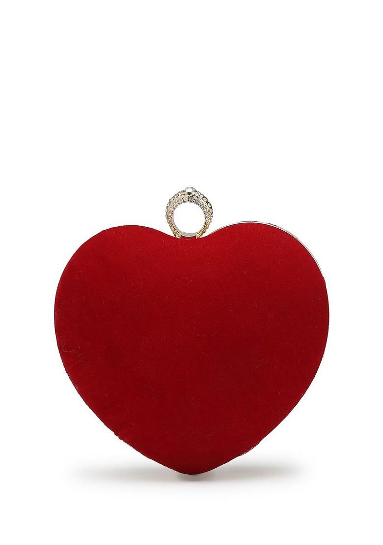 Amour Valentine Heart Shaped Tasselled Velvet Box Clutch