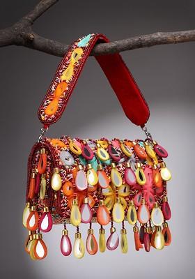 Tipify Maroon And Multi Mirror Work Embellished Velvet Clutch