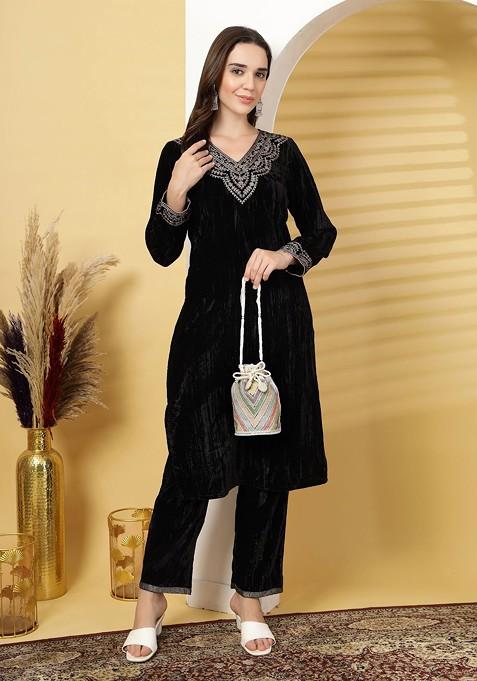 Dangle White And Pastel Multi Chevron Embellished Faux Silk Potli