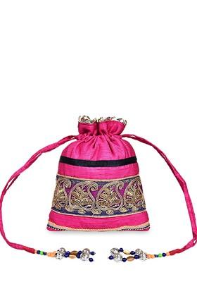 Pink Embroidered Clutch