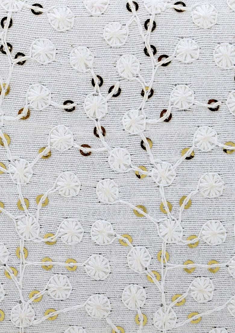 White And Gold Toned Embroidered Sequinned Box Clutch - Indya
