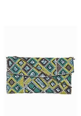 Textured Embellished Envelope Clutch