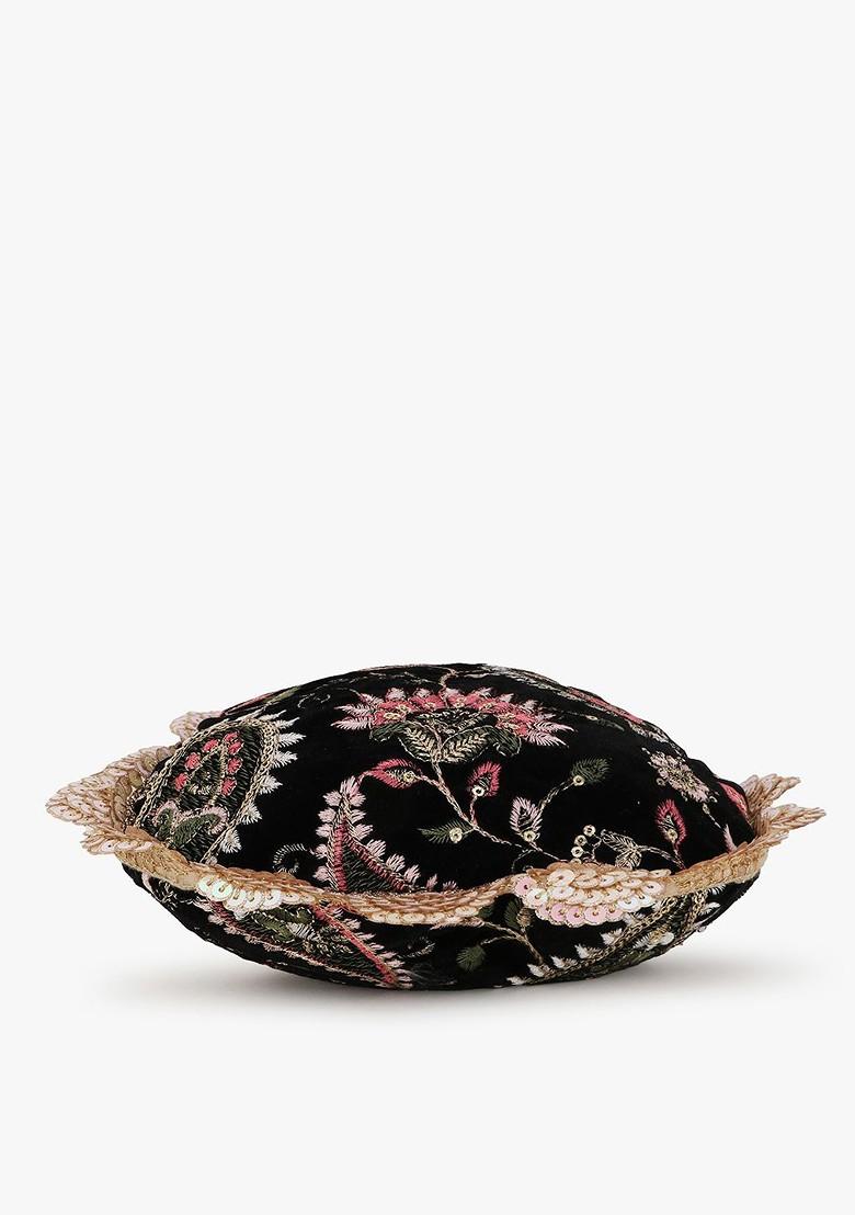 Women Black And Pink Embroidered Potli Clutch