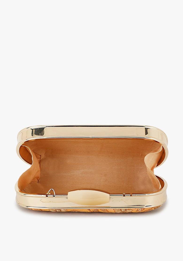 Women Floral Embroidered Faux Silk Clutch