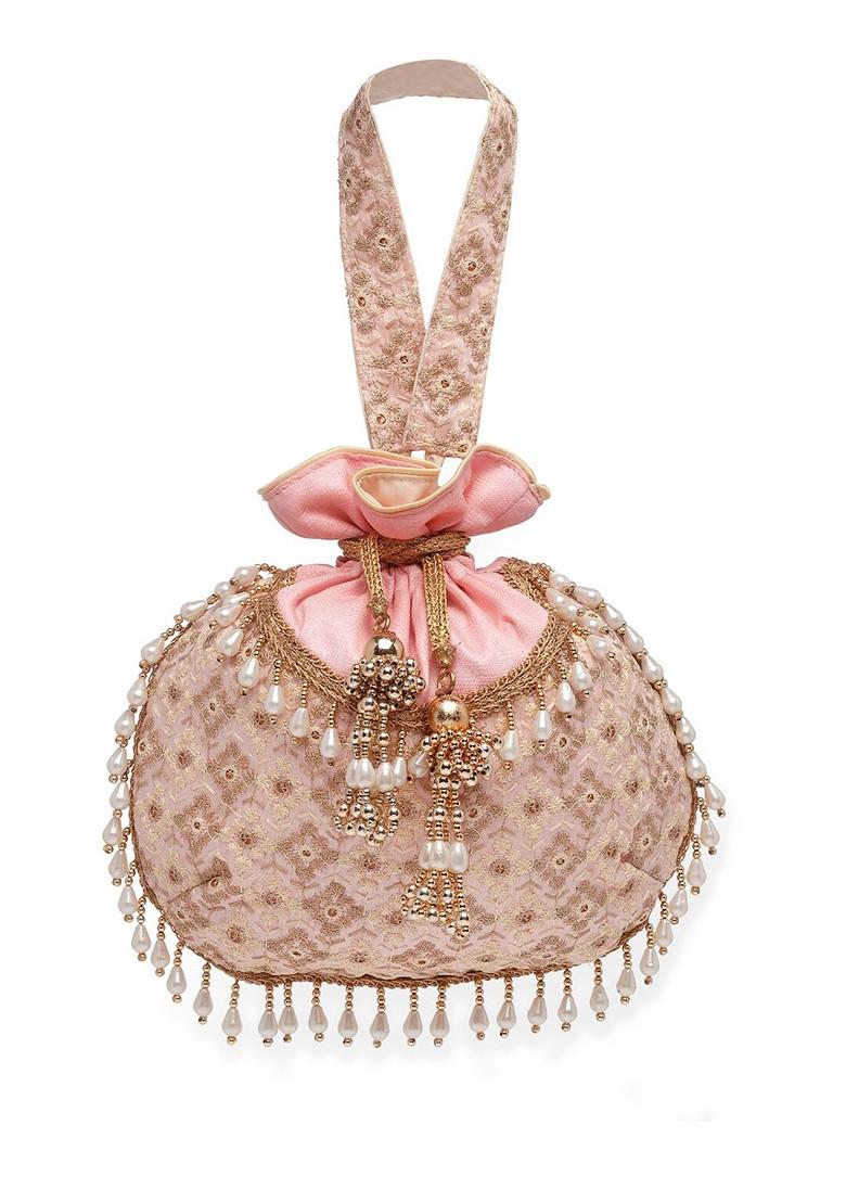 Embroidered With Tasselled Detail Potli