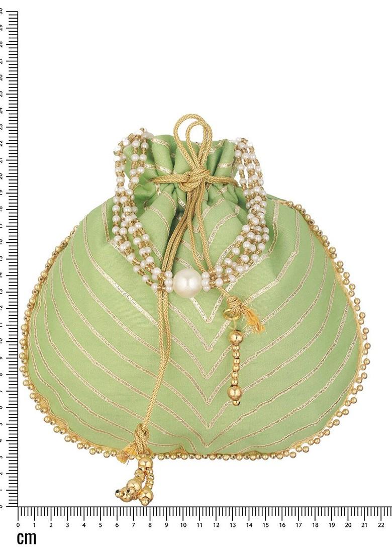 Green Embroidered Potli Clutch