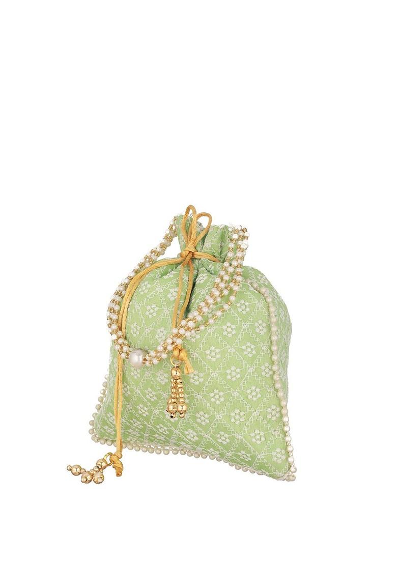 Green Embellished Potli Clutch
