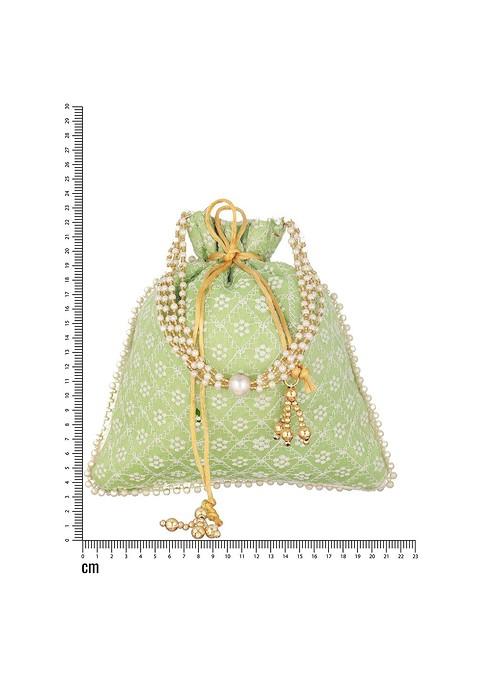 Green Embellished Potli Clutch