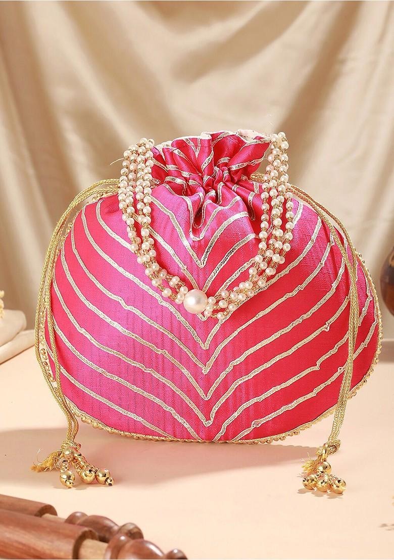 Pink Embellished Potli Clutch