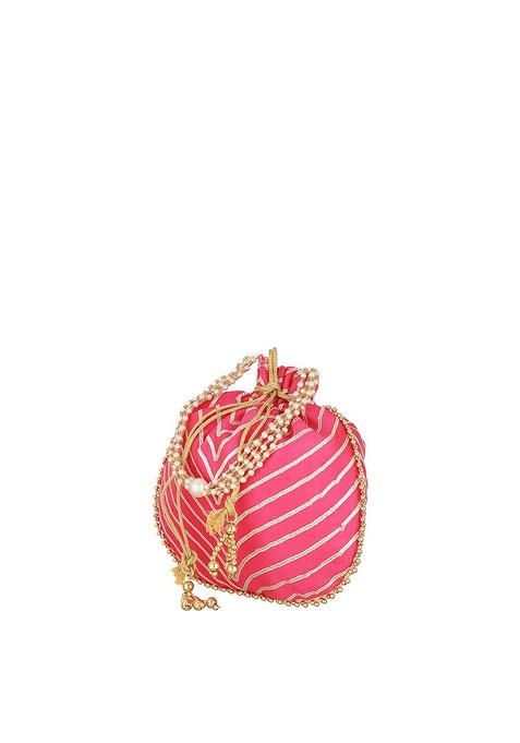 Pink Embellished Potli Clutch