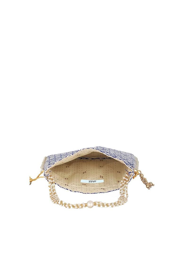 Blue Embroidered Potli Clutch