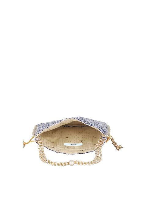 Blue Embroidered Potli Clutch