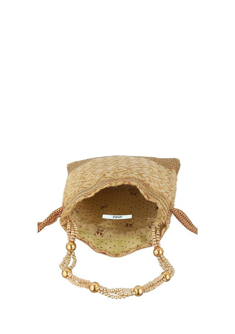 Gold Embroidered Embellished Potli Clutch