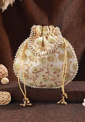 Green Embroidered Potli Clutch