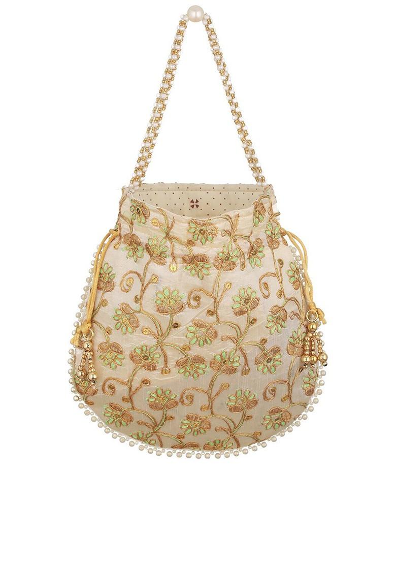 Green Embroidered Potli Clutch
