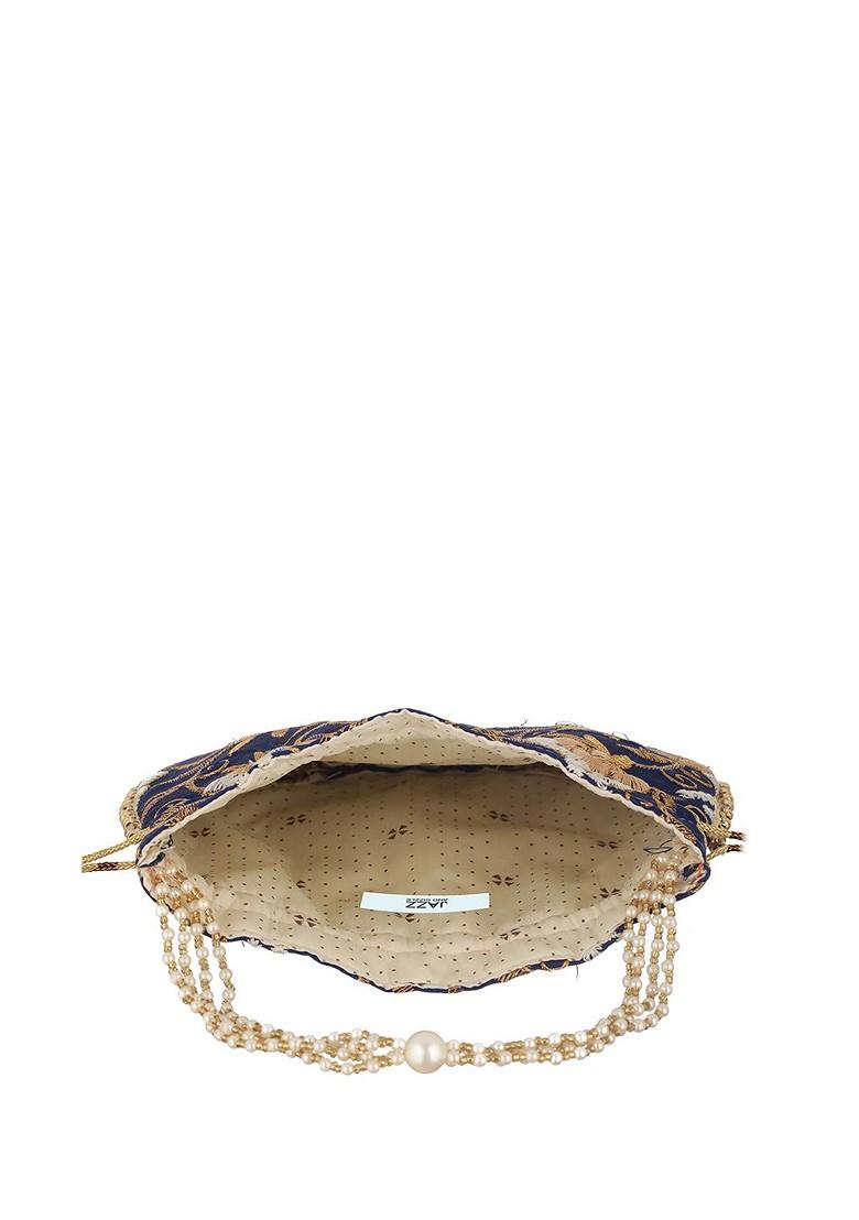 Blue Embroidered Potli Clutch
