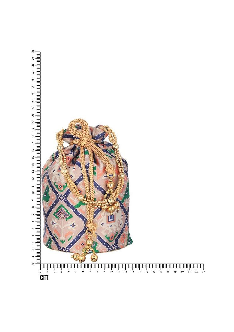 Pink Printed Embellished Potli