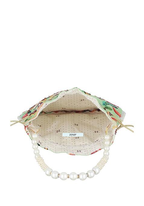 Green Embroidered Embellished Potli Clutch