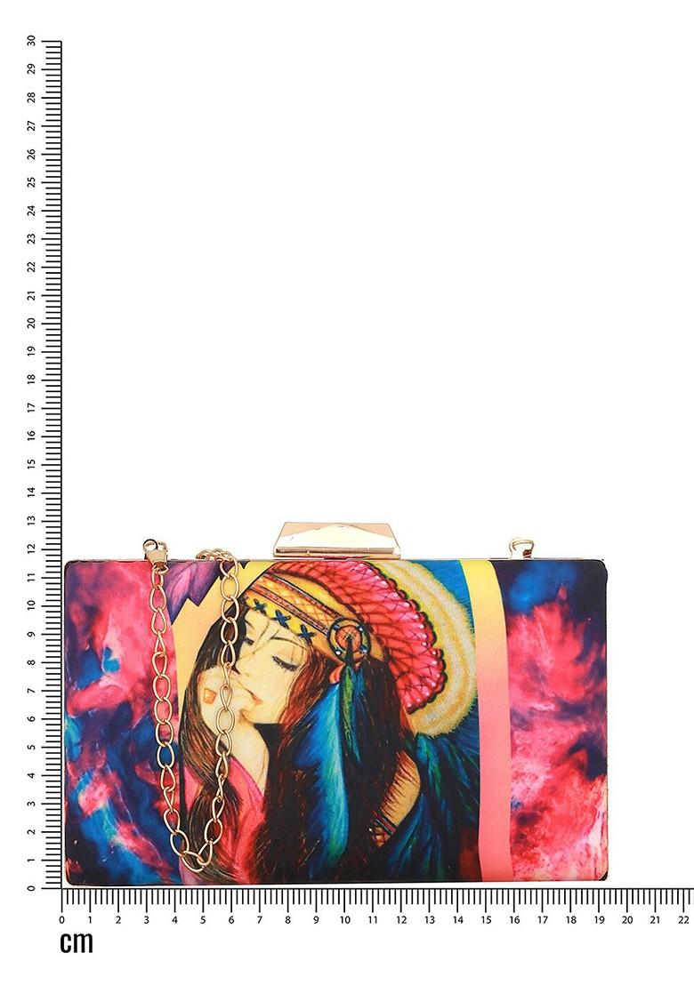 Pink Printed Box Clutch