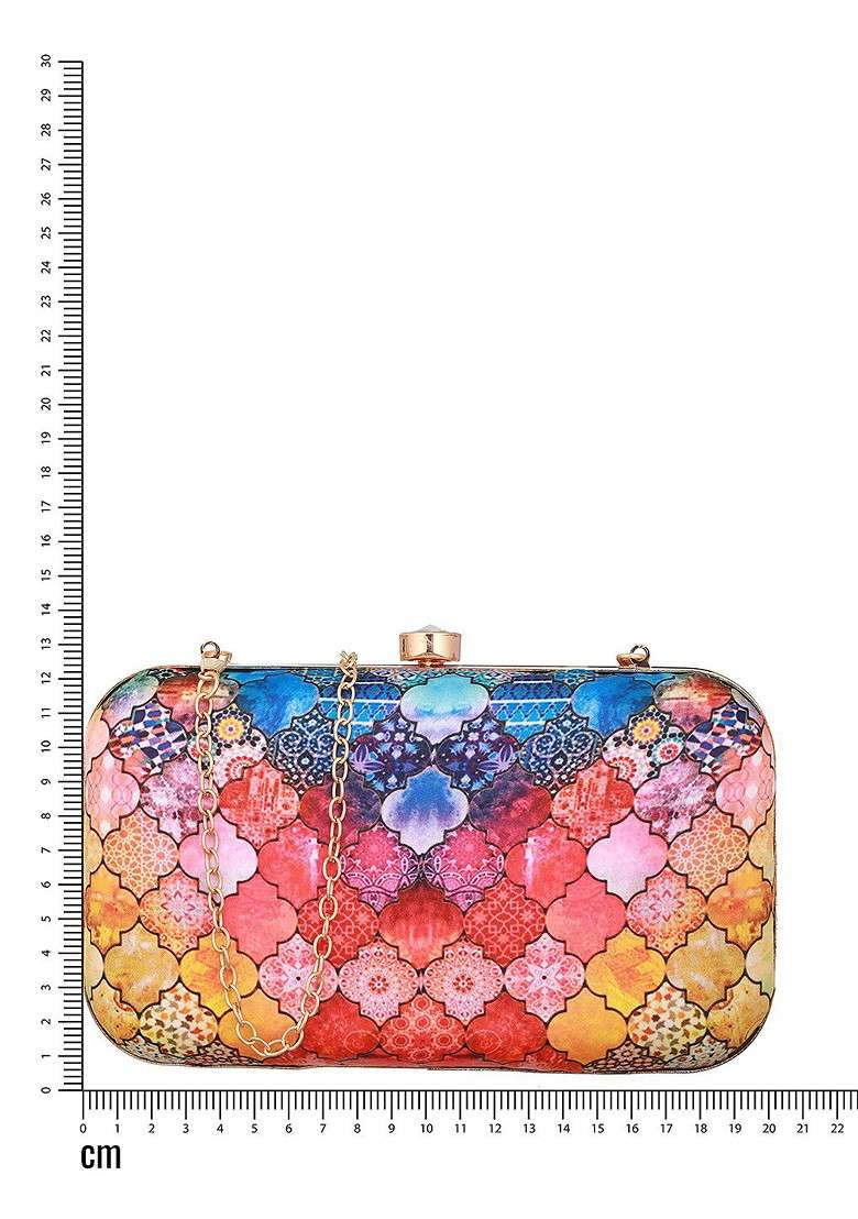 Pink Printed Box Clutch - Indya