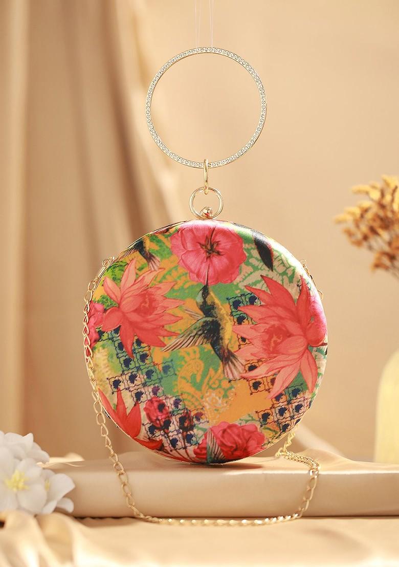 Orange Embellished Box Clutch