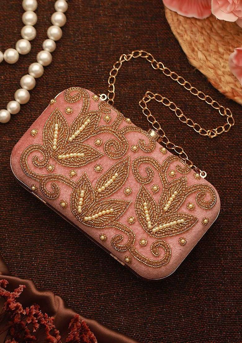 Gold Embellished Purse Clutch - Indya