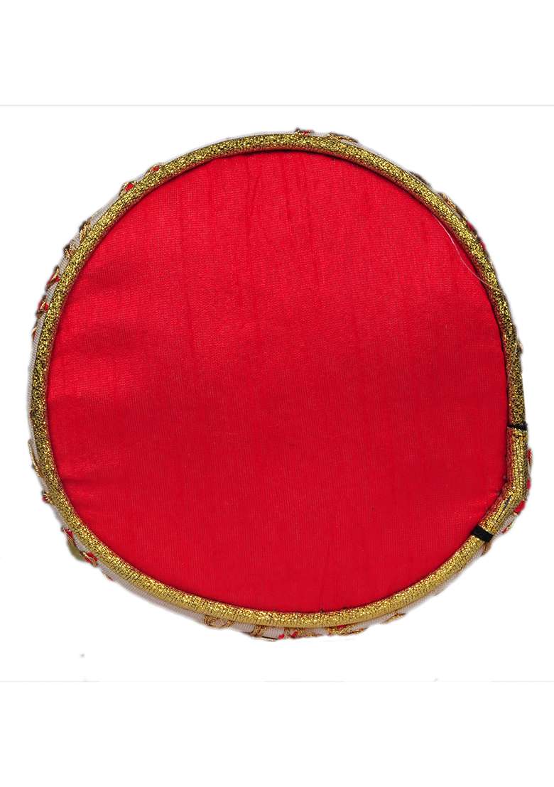 Maroon Raw Silk Drawstring Rajasthani Style Potli Bags - Indya